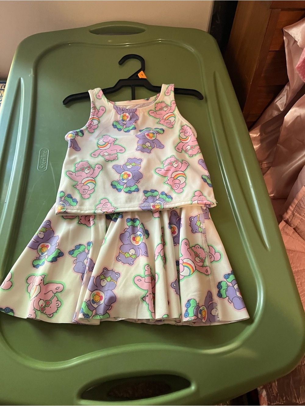 Care Bears Pastel Mint Green Two-Piece Dress with Pink & Lavender Prints